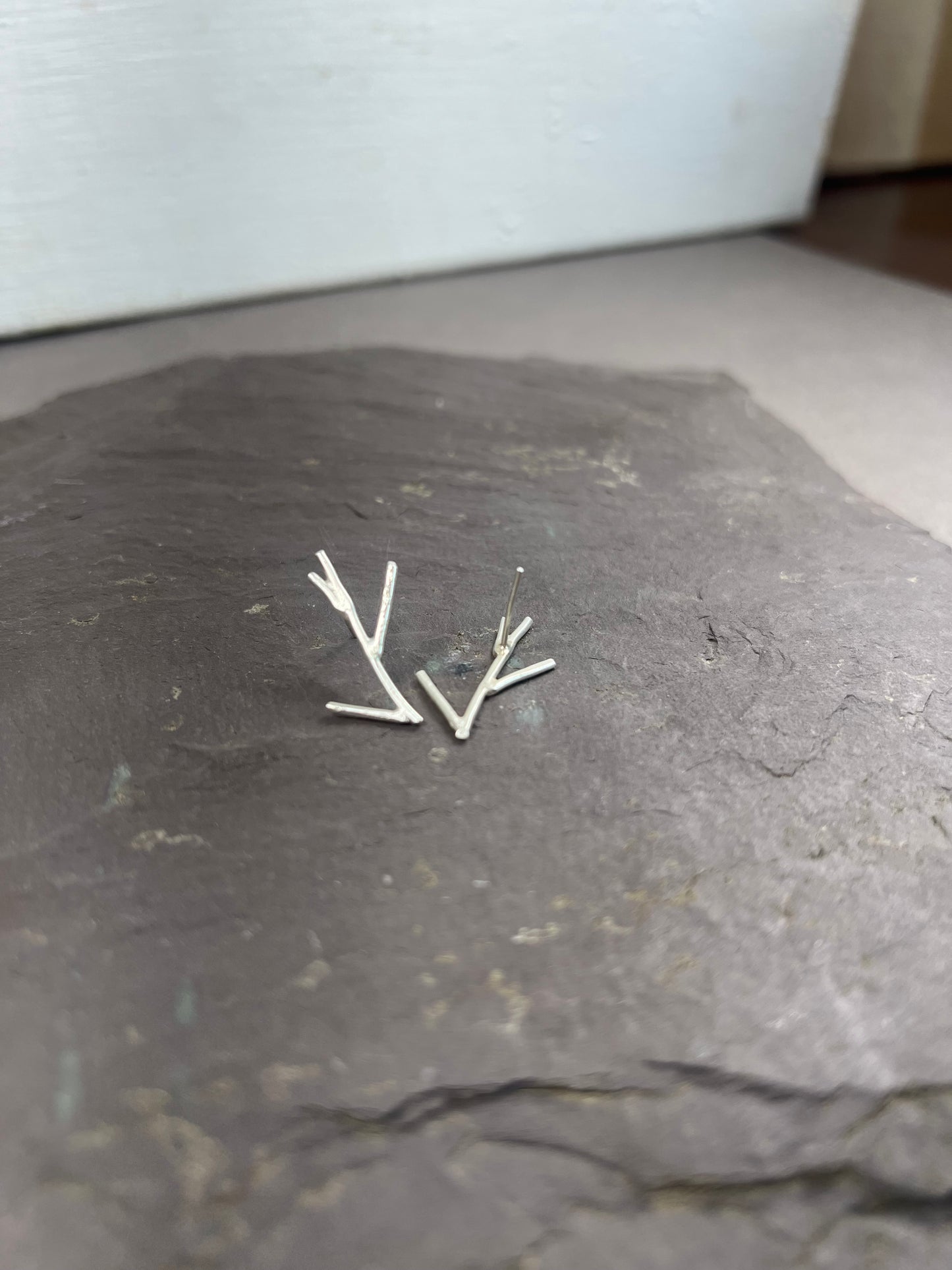 Silver Twig Post Earrings