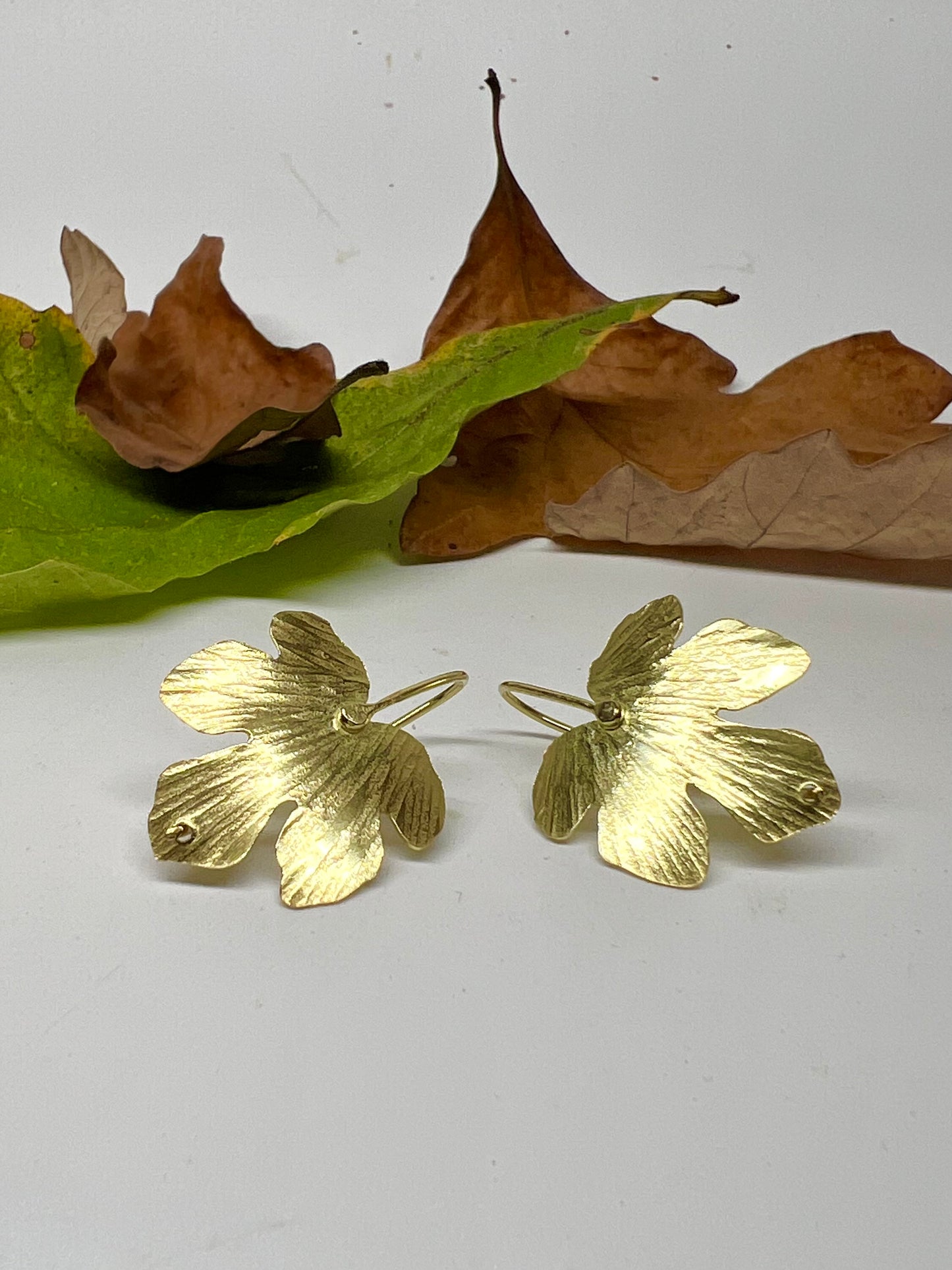 Gold Fig leaf Earrings