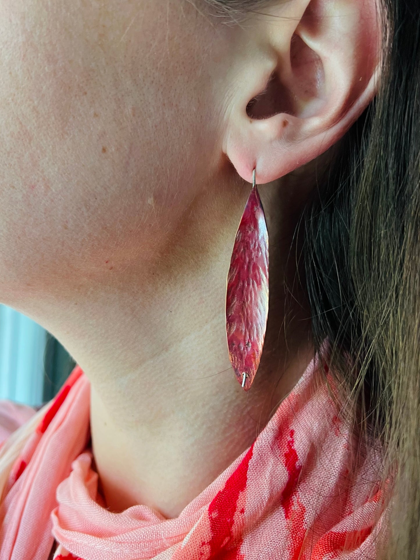 Copper Willow Leaf Earrings