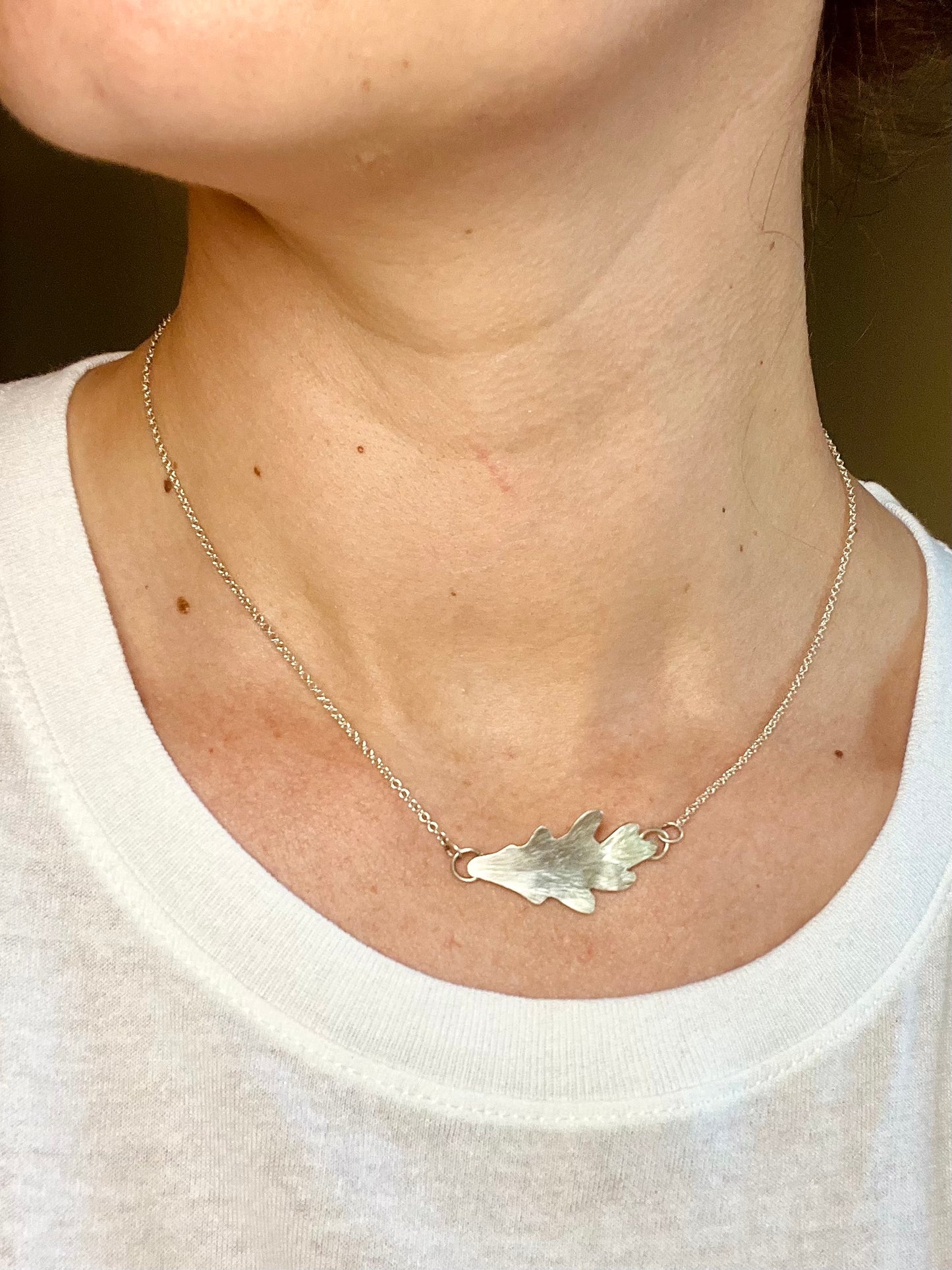 Oak Leaf Silver Necklace - Handmade Nature Inspired necklace