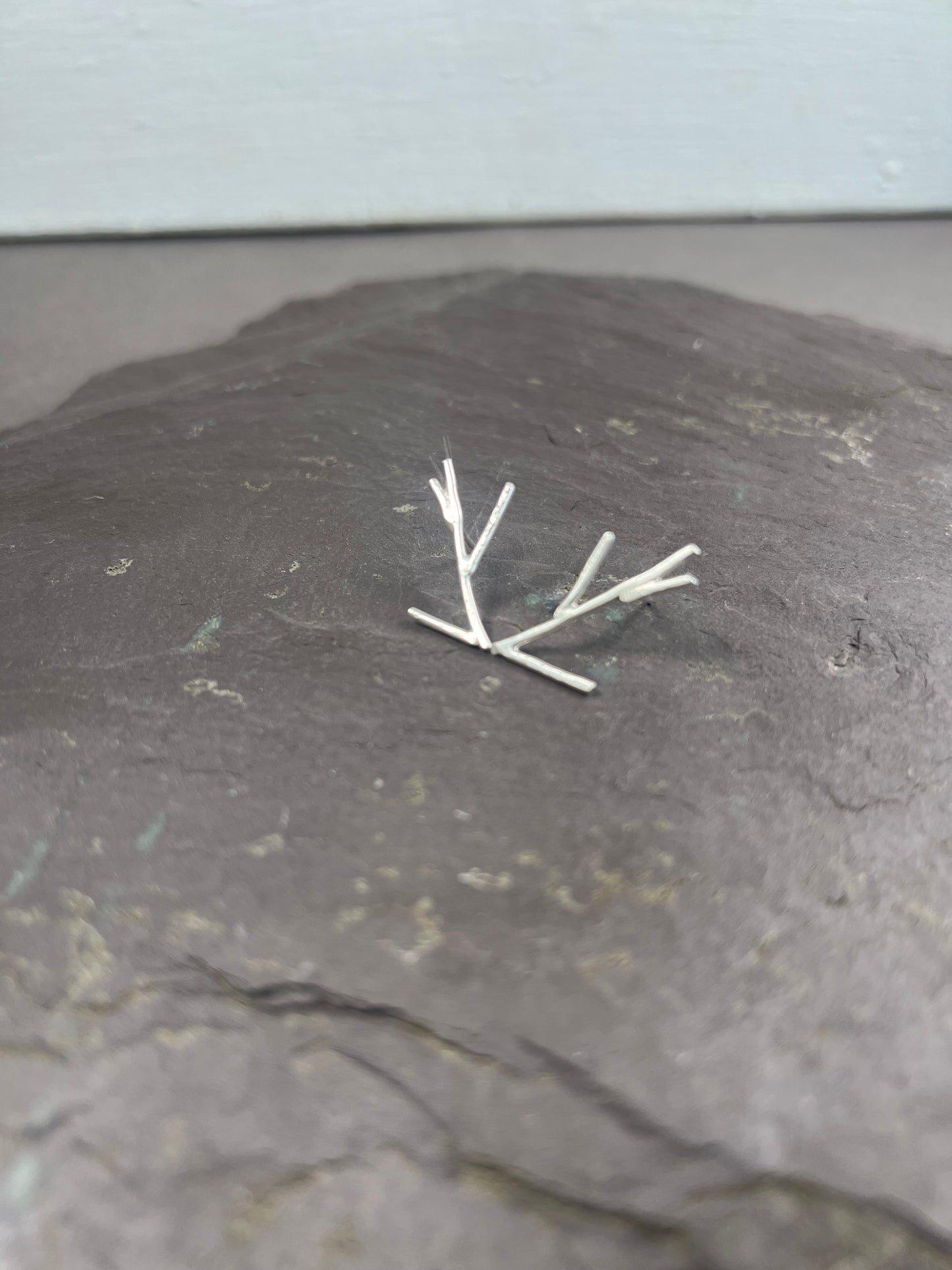 Silver Twig Post Earrings