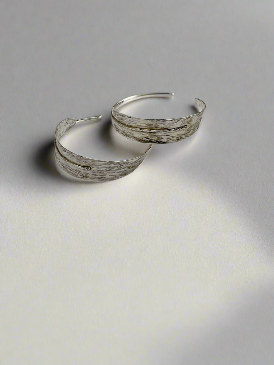 Silver Willow Hoop Post Earrings