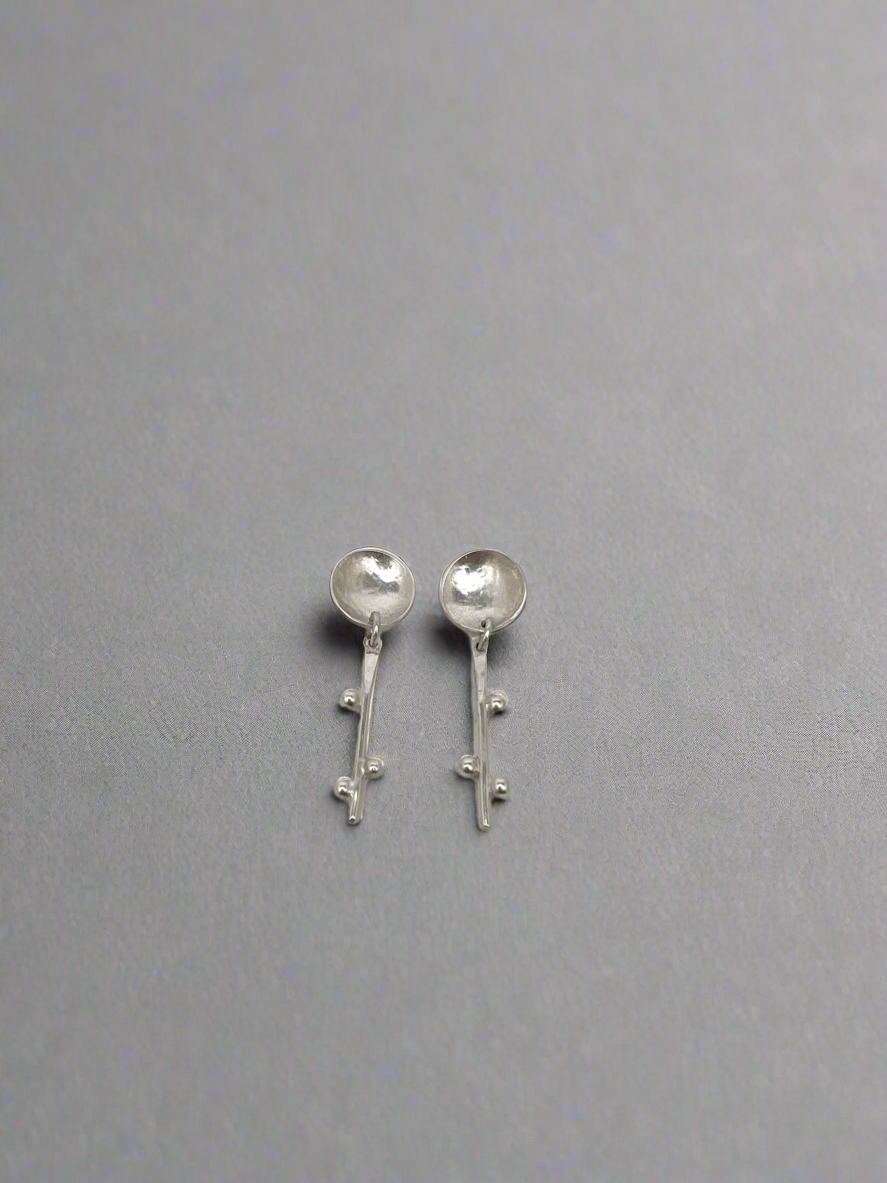 Silver Domes with Budding Branches Earrings