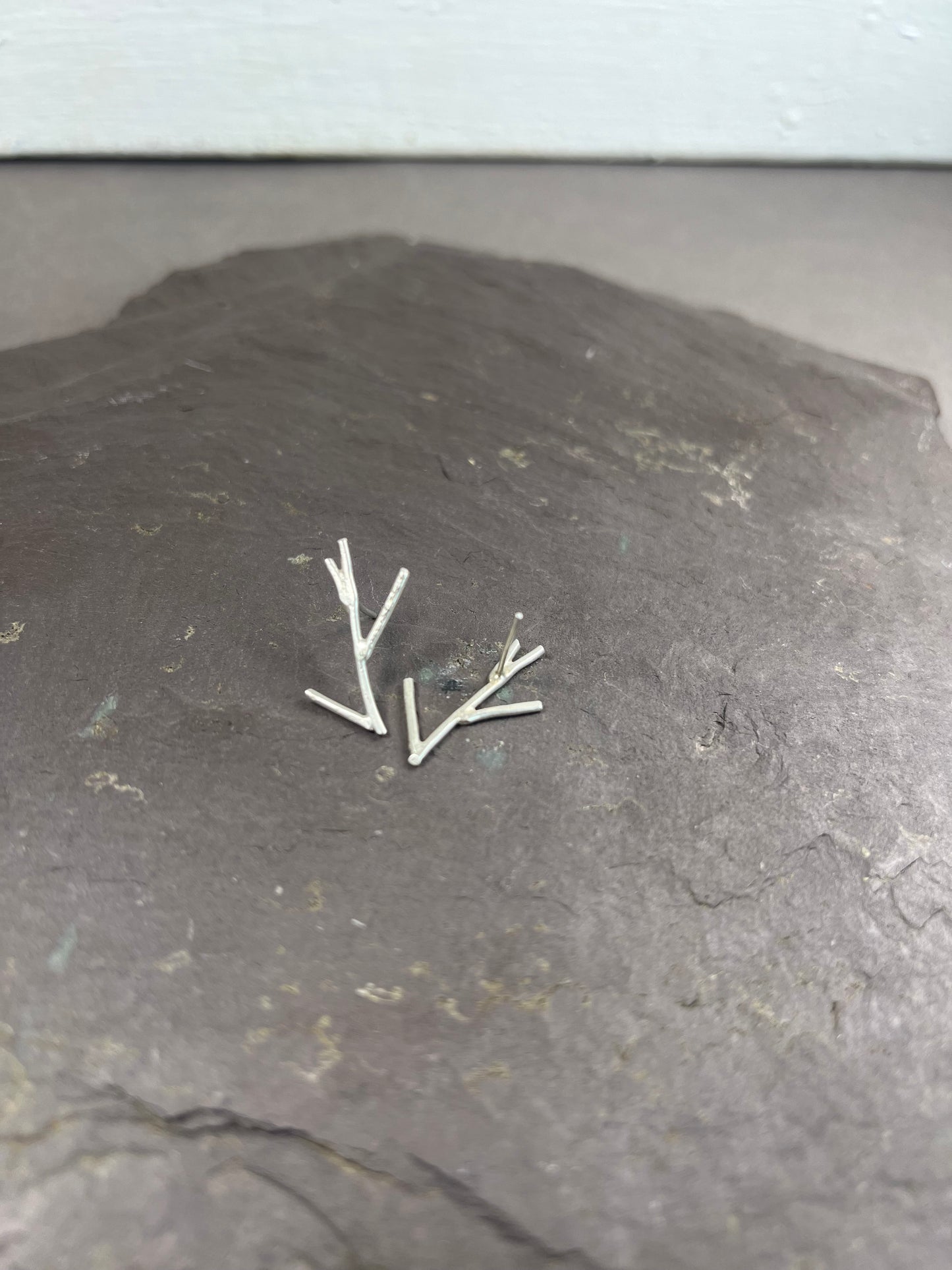 Silver Twig Post Earrings