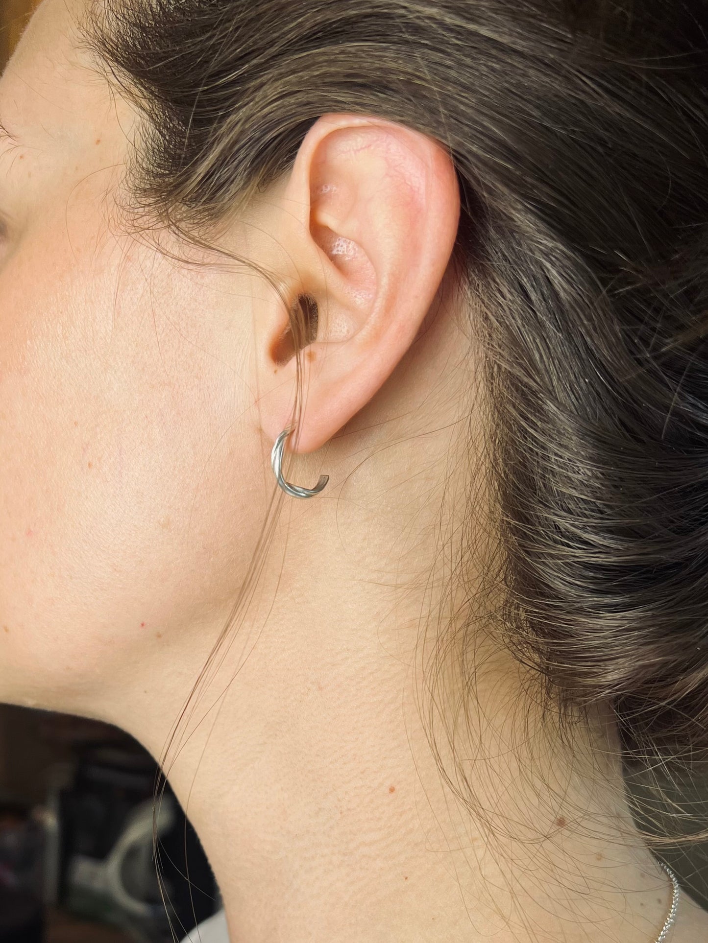 Silver Twisted Vine Hoops
