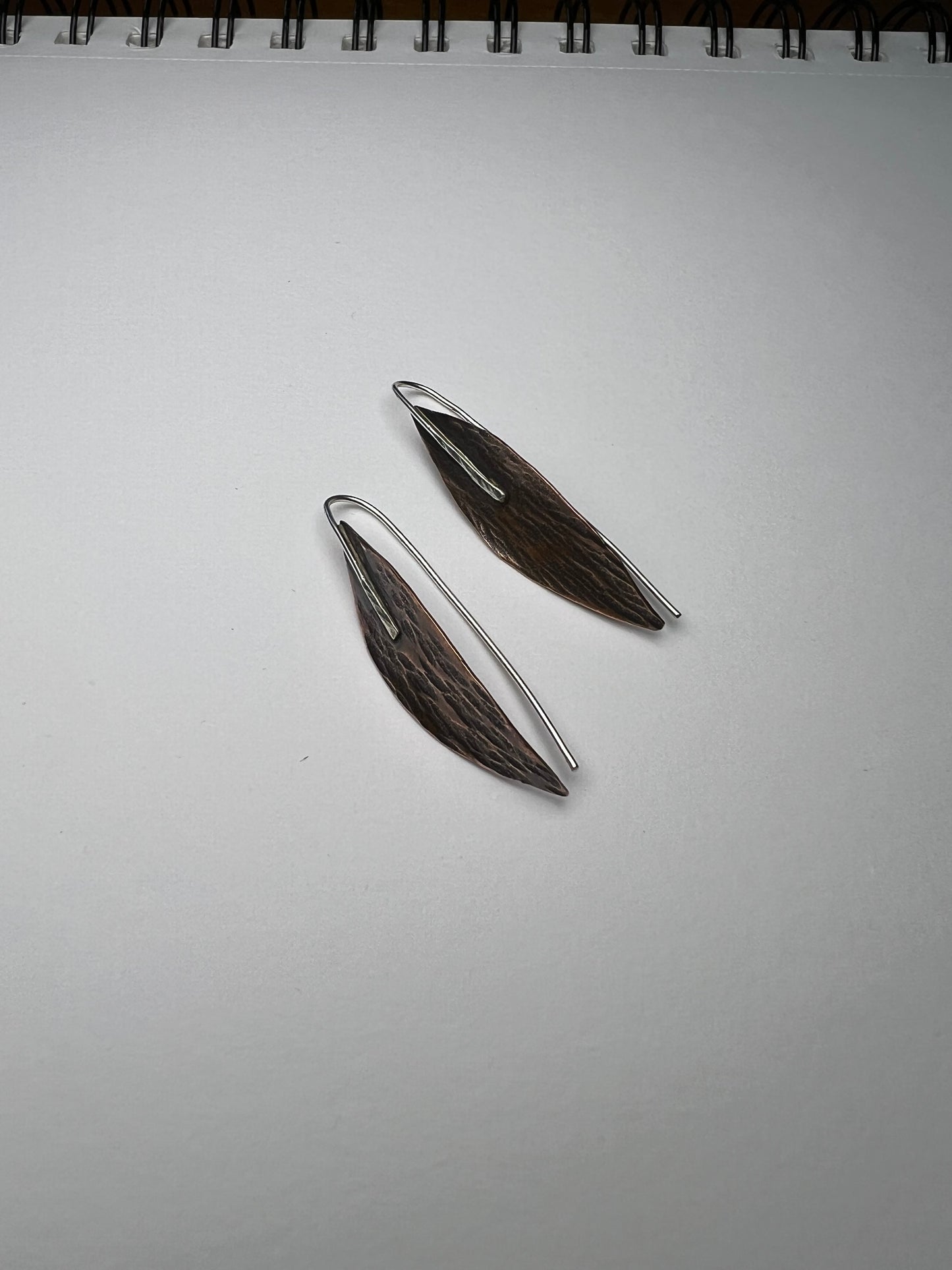 Copper Willow Leaf Hoop Earrings