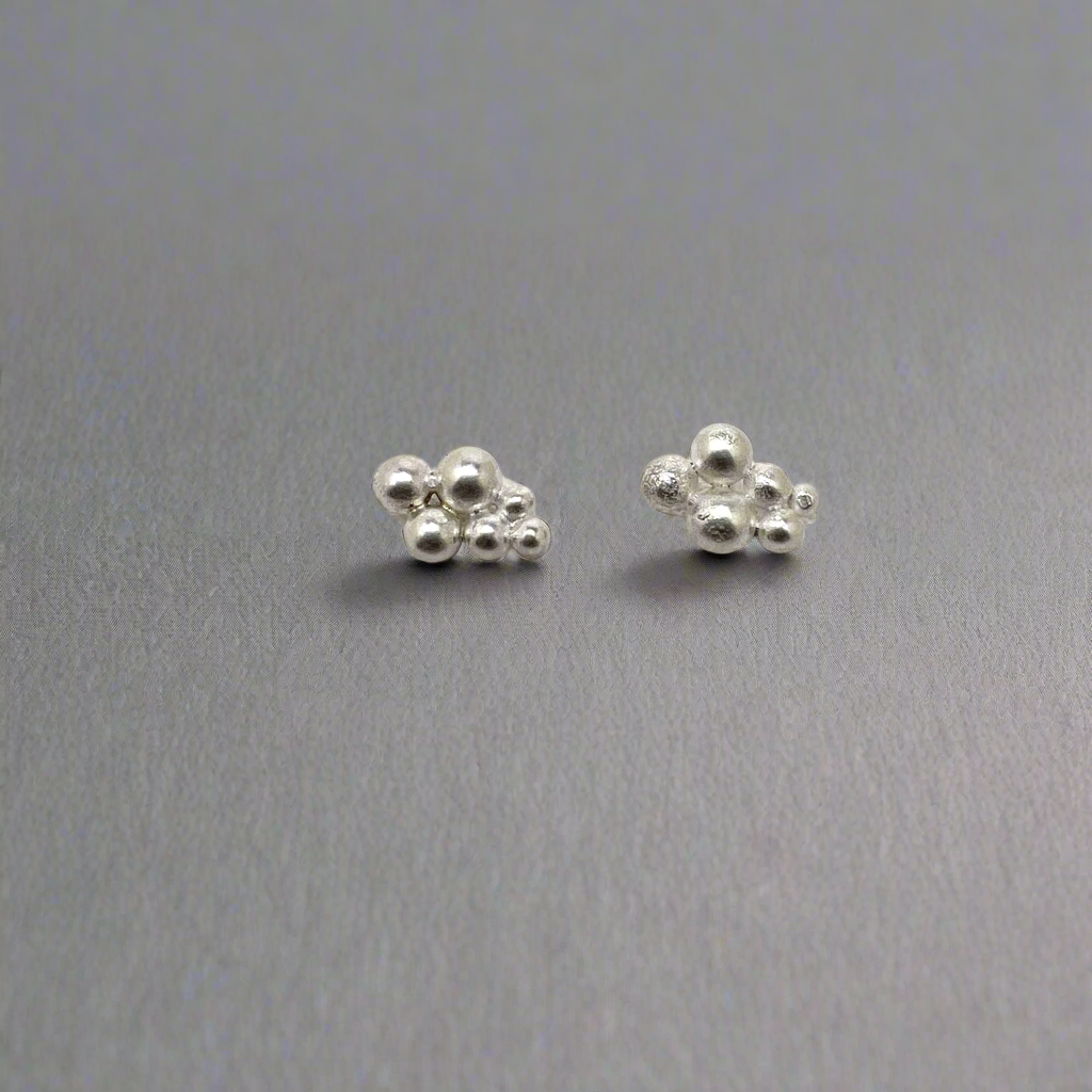 Large Cluster Silver Post Earrings