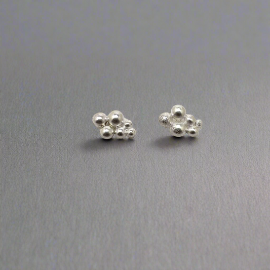 Large Cluster Silver Post Earrings