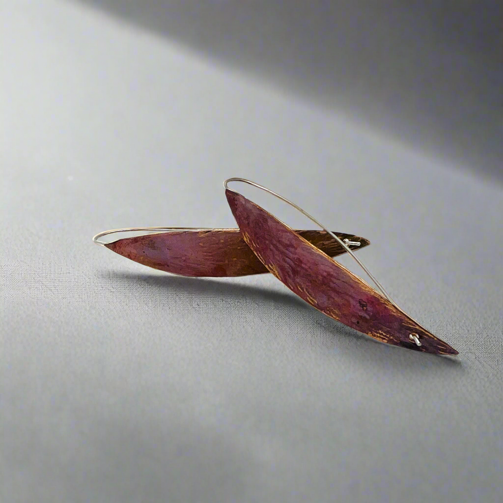 Copper Willow Leaf Earrings