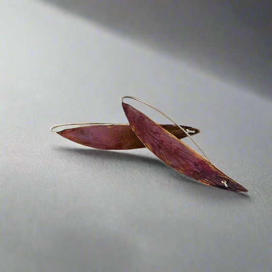 Copper Willow Leaf Earrings