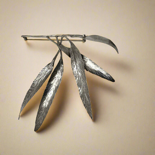 Silver Willow Leaf Brooch