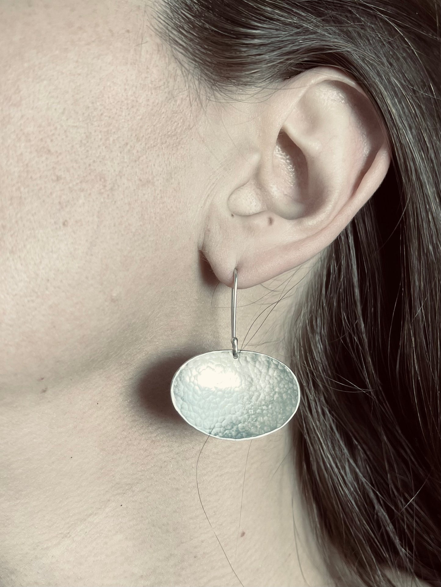 Large Silver Pebble Earrings - Handmade Textured Silver Organic Earrings