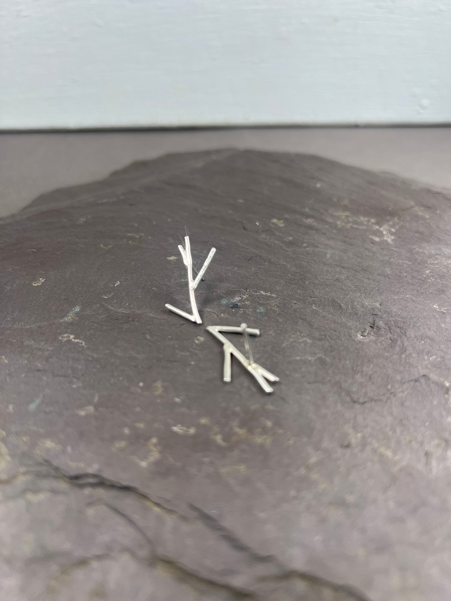Silver Twig Post Earrings