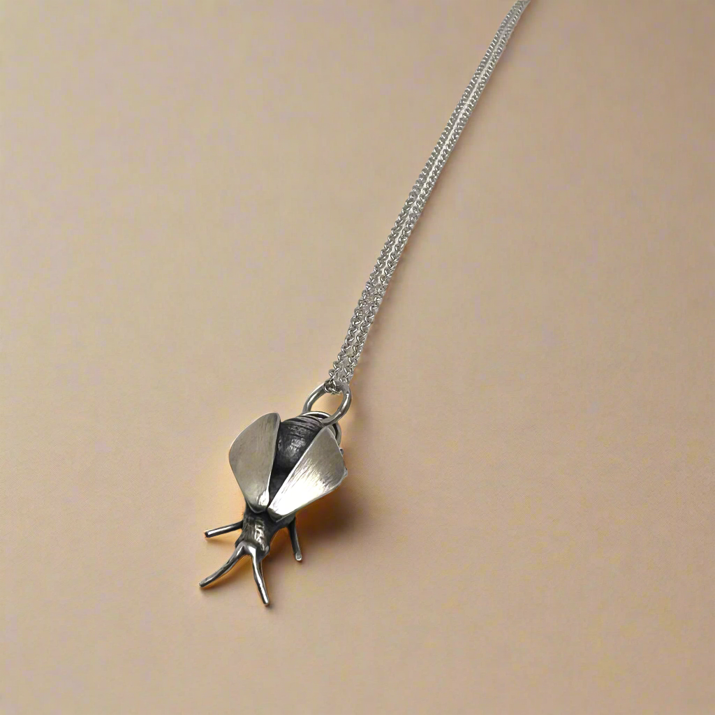 Handmade Silver Bee Necklace