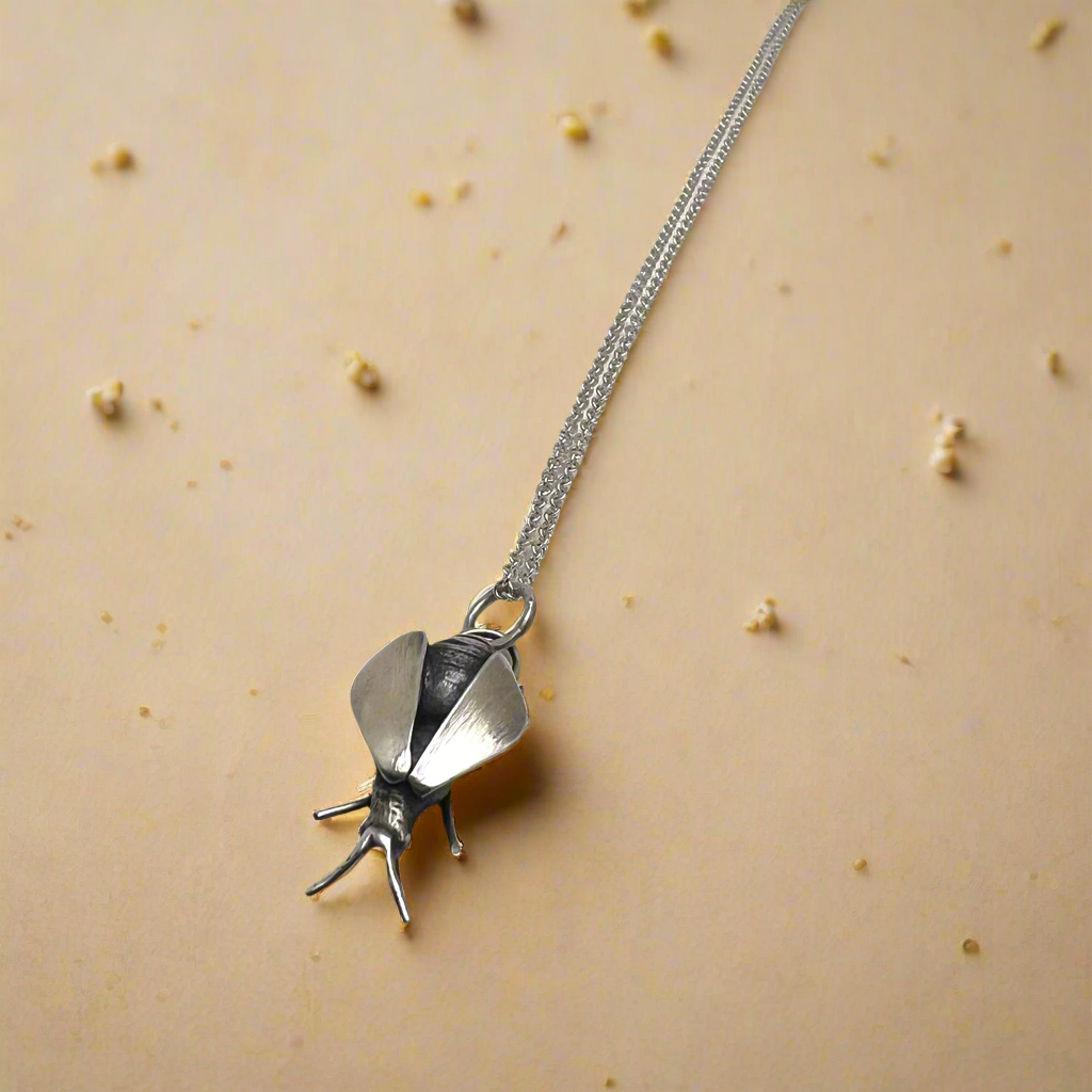 Handmade Silver Bee Necklace