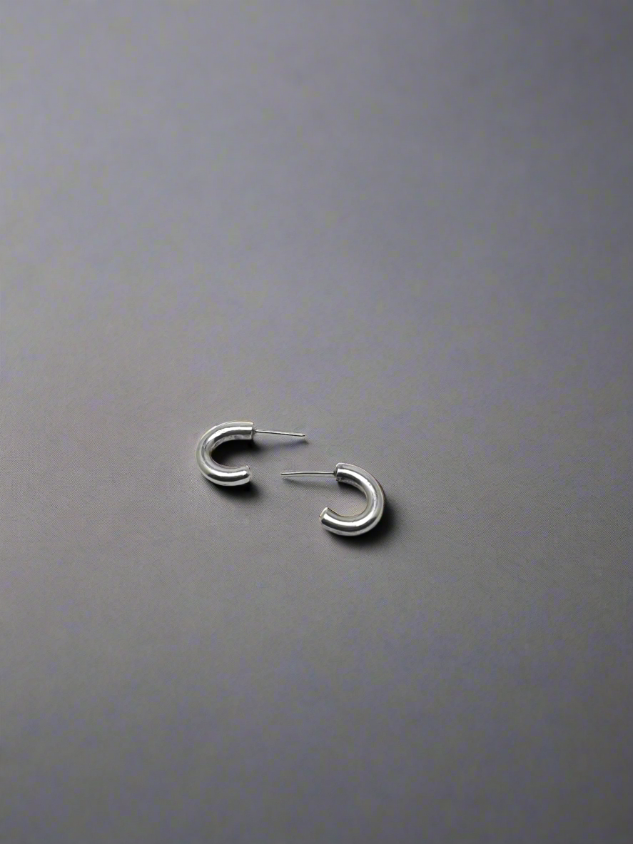 Thick Silver Hoop Small Earrings
