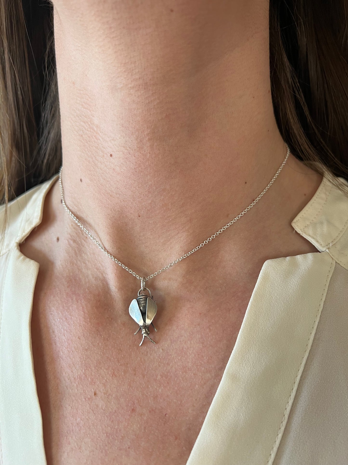 Handmade Silver Bee Necklace