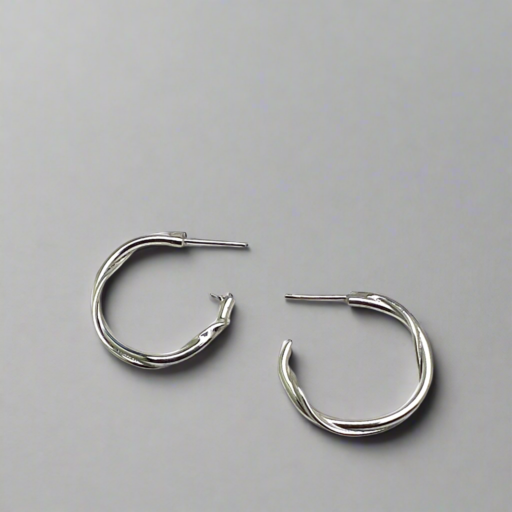 Silver Twisted Vine Hoops