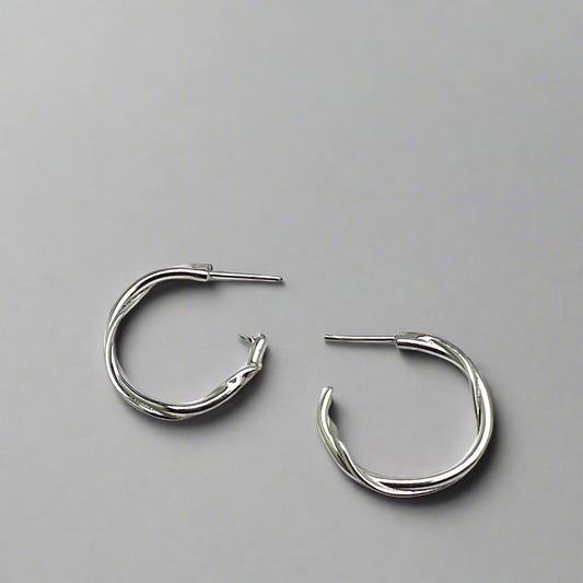 Silver Twisted Vine Hoops