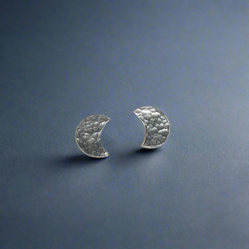 Silver Moon Post Earrings - Simple Moon Stud
