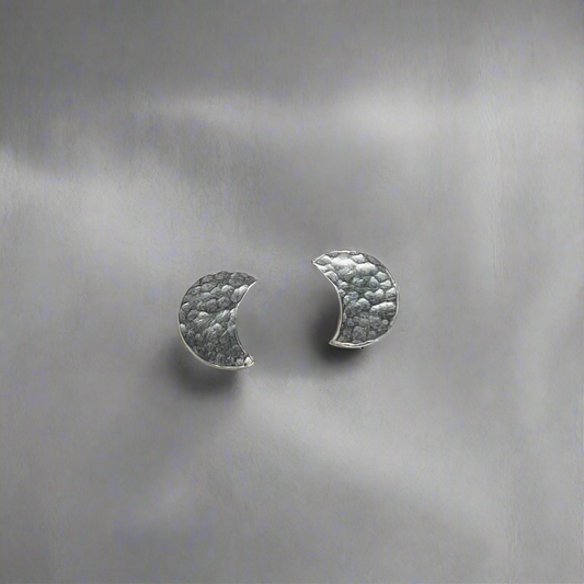 Silver Moon Post Earrings - Simple Moon Stud