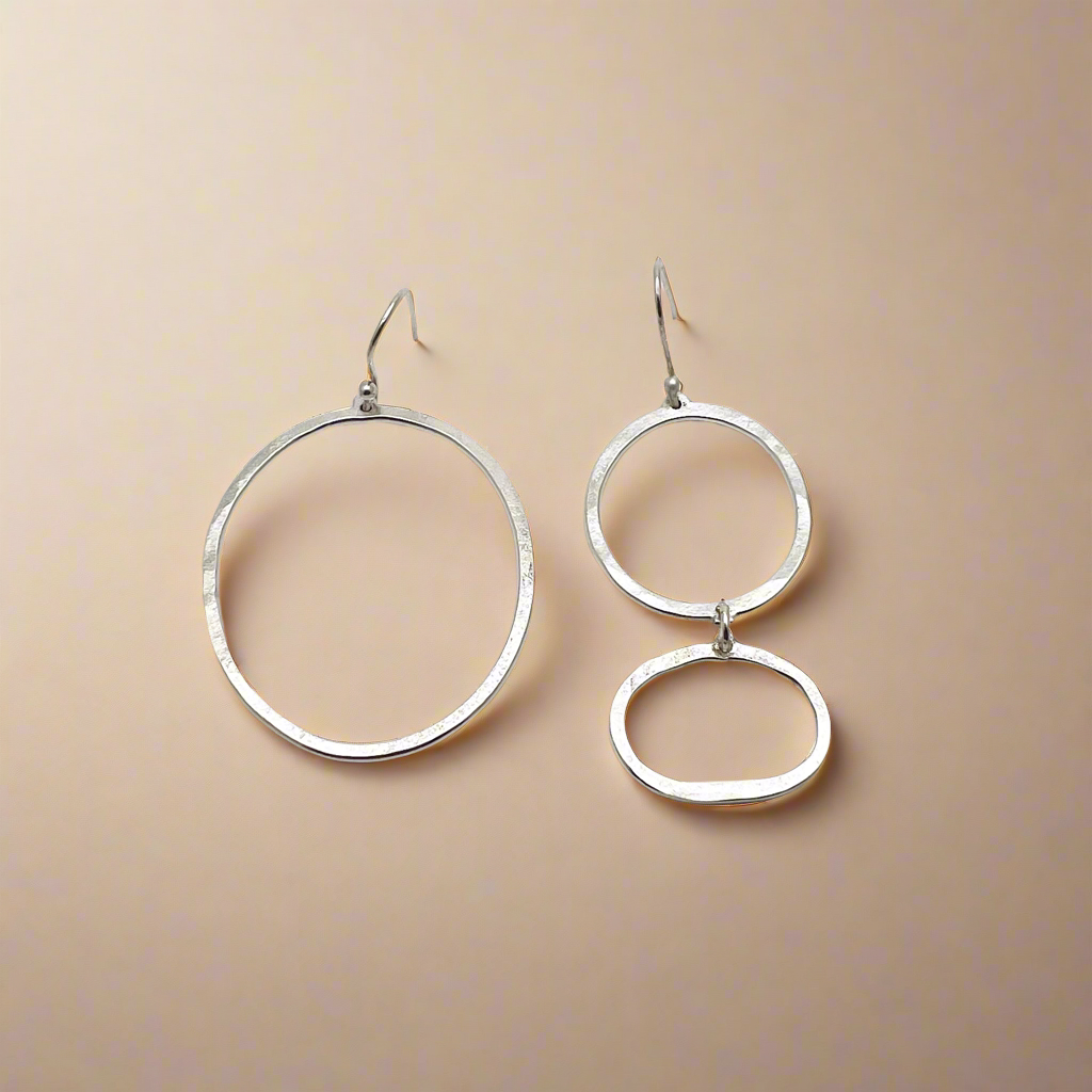 Asymmetrical Large Pebble Outline Earrings