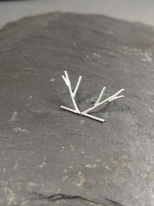 Silver Twig Post Earrings