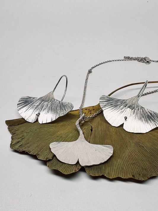 Silver Ginkgo Leaf Necklace