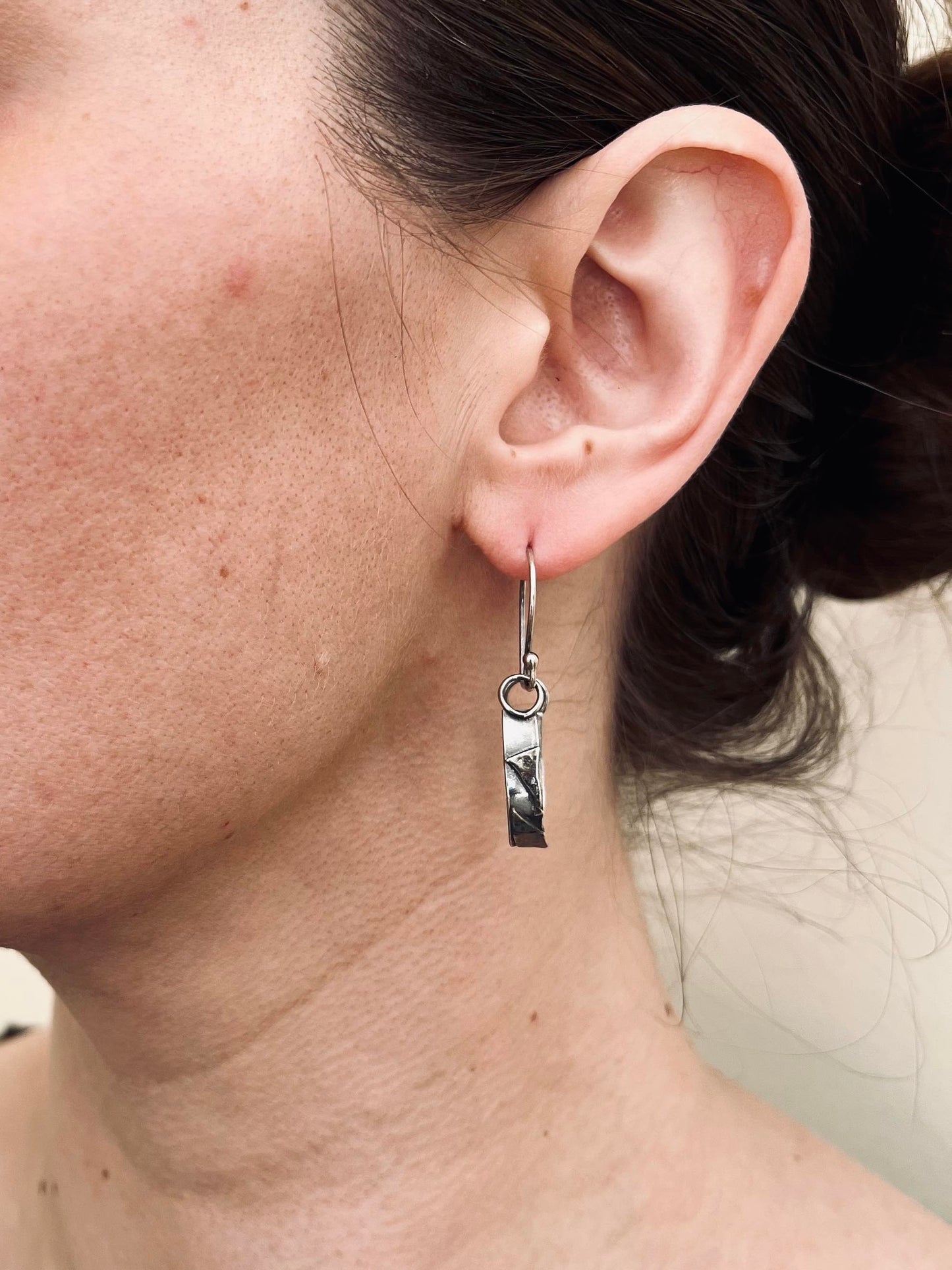 Oxidized Silver Unique Hoop Earrings