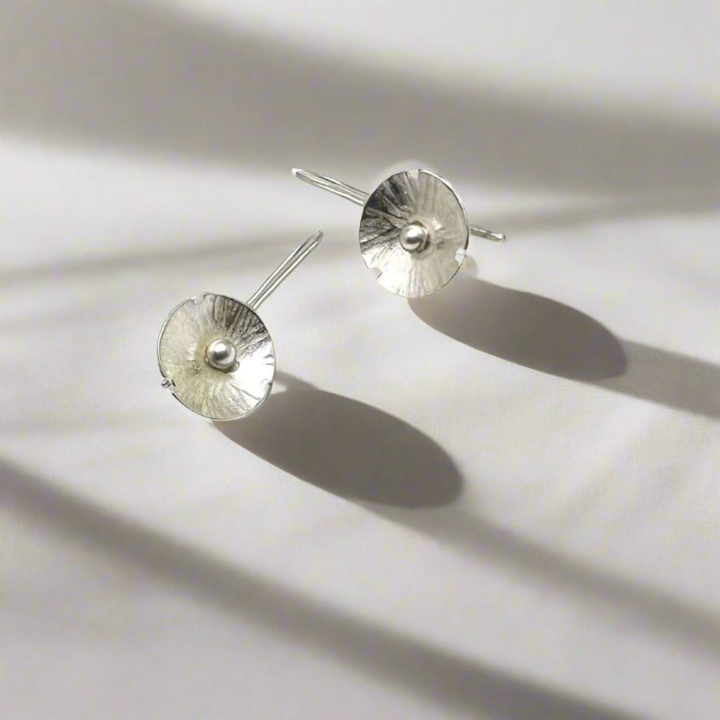 Silver Poppy Earrings - Nature Inspired Silver Jewelry
