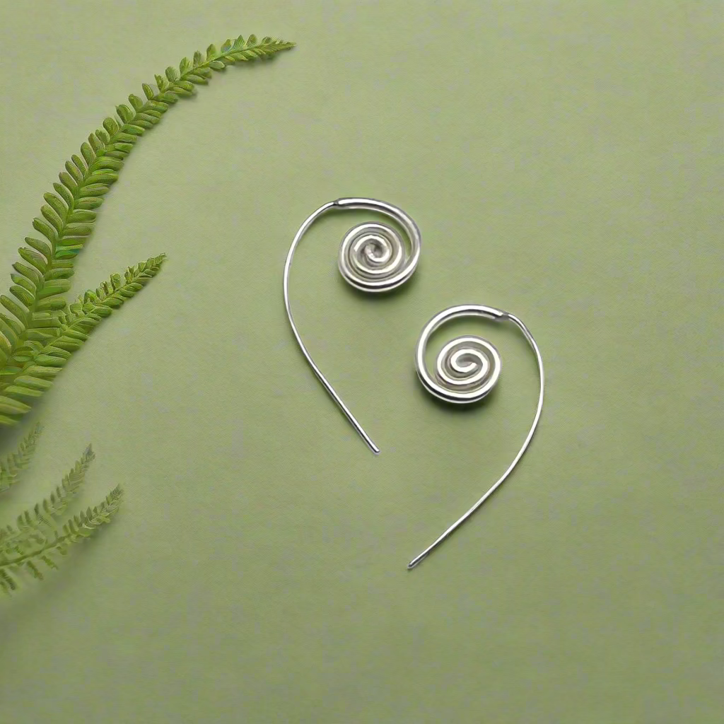Silver Handmade Fiddlehead Earrings