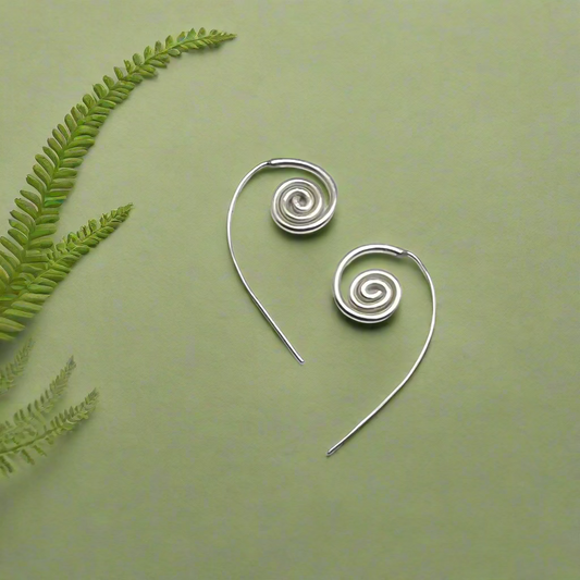 Silver Handmade Fiddlehead Earrings
