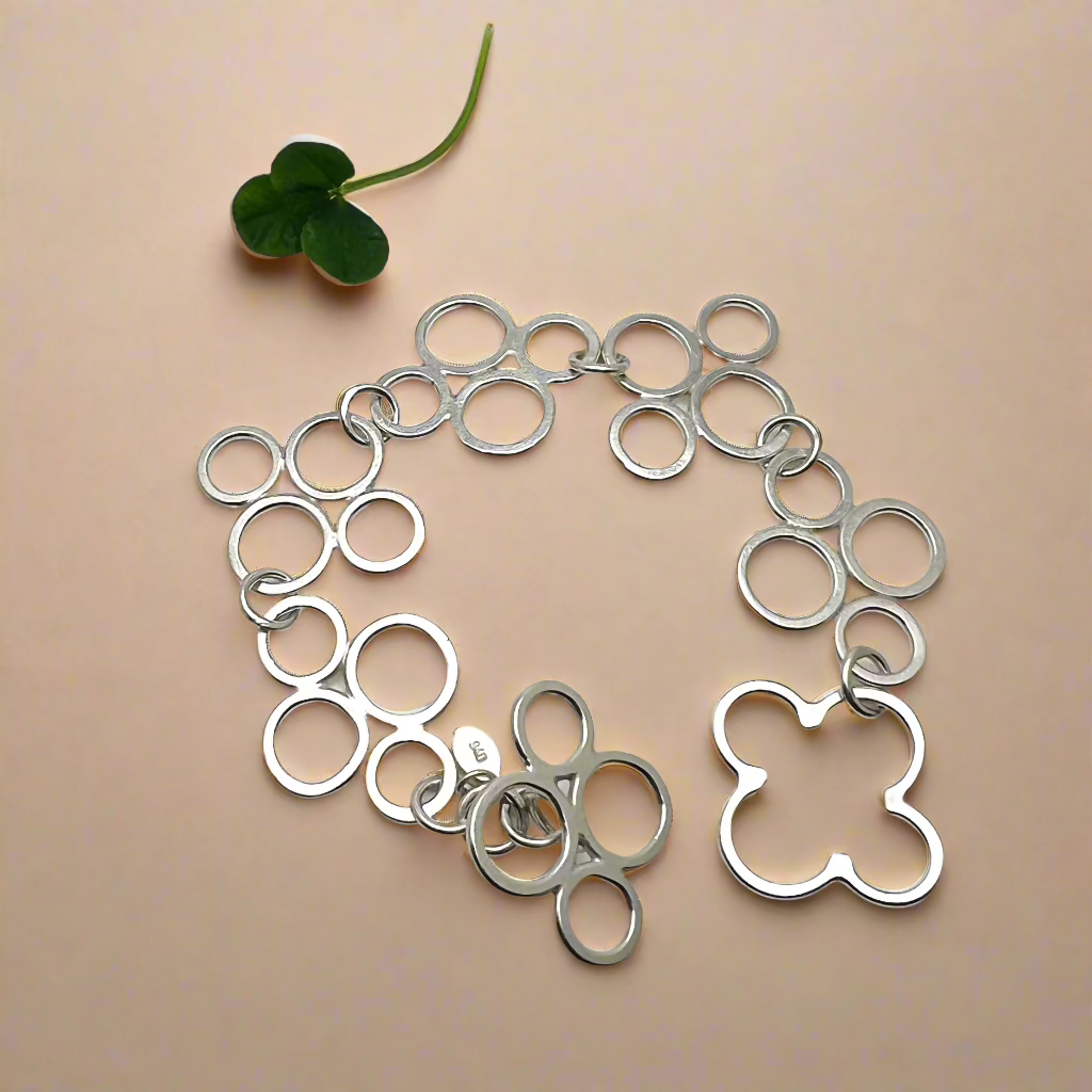 Clover Bracelet - Silver Handmade Clasp Bracelet