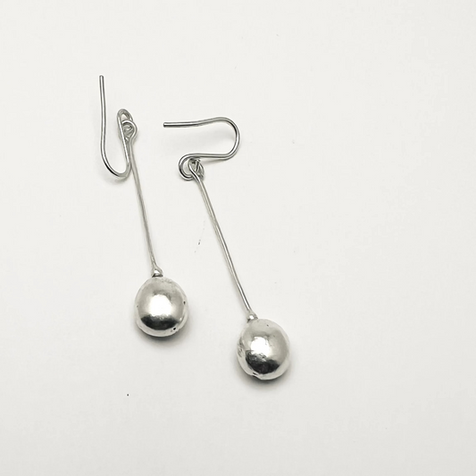 Silver Drop Long Dangle Earrings