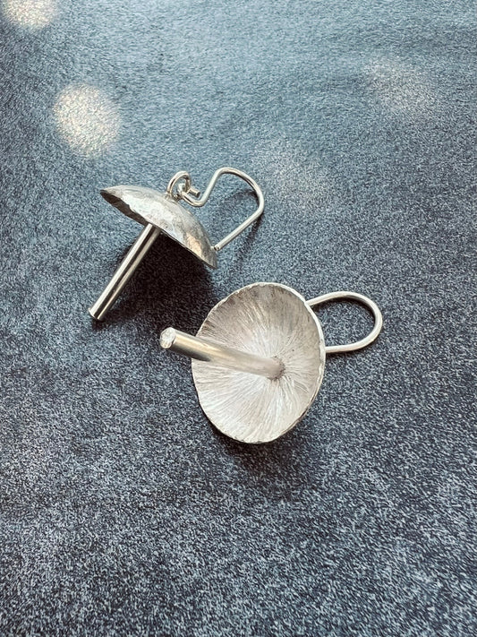 Handmade Silver Mushroom Earrings